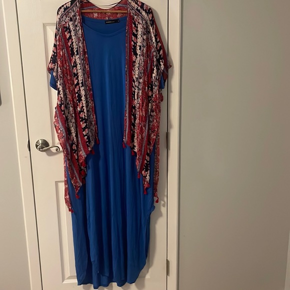 Dresses & Skirts - Multi Color Cardigan and Blue Maxi Dress